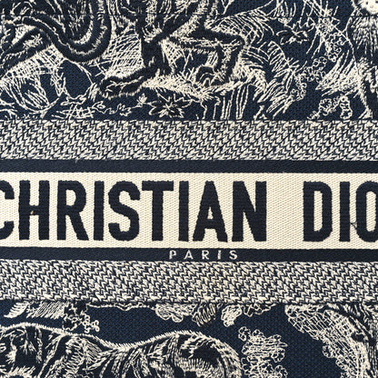 Christian Dior Canvas Embroidered Medium Toile De Jouy Reverse Book Tote Blue 8 of 13