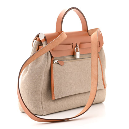 Hermes Toile De Camp Vache Hunter Herbag Zip Retourne 31 PM Ficelle Naturel 4 of 11