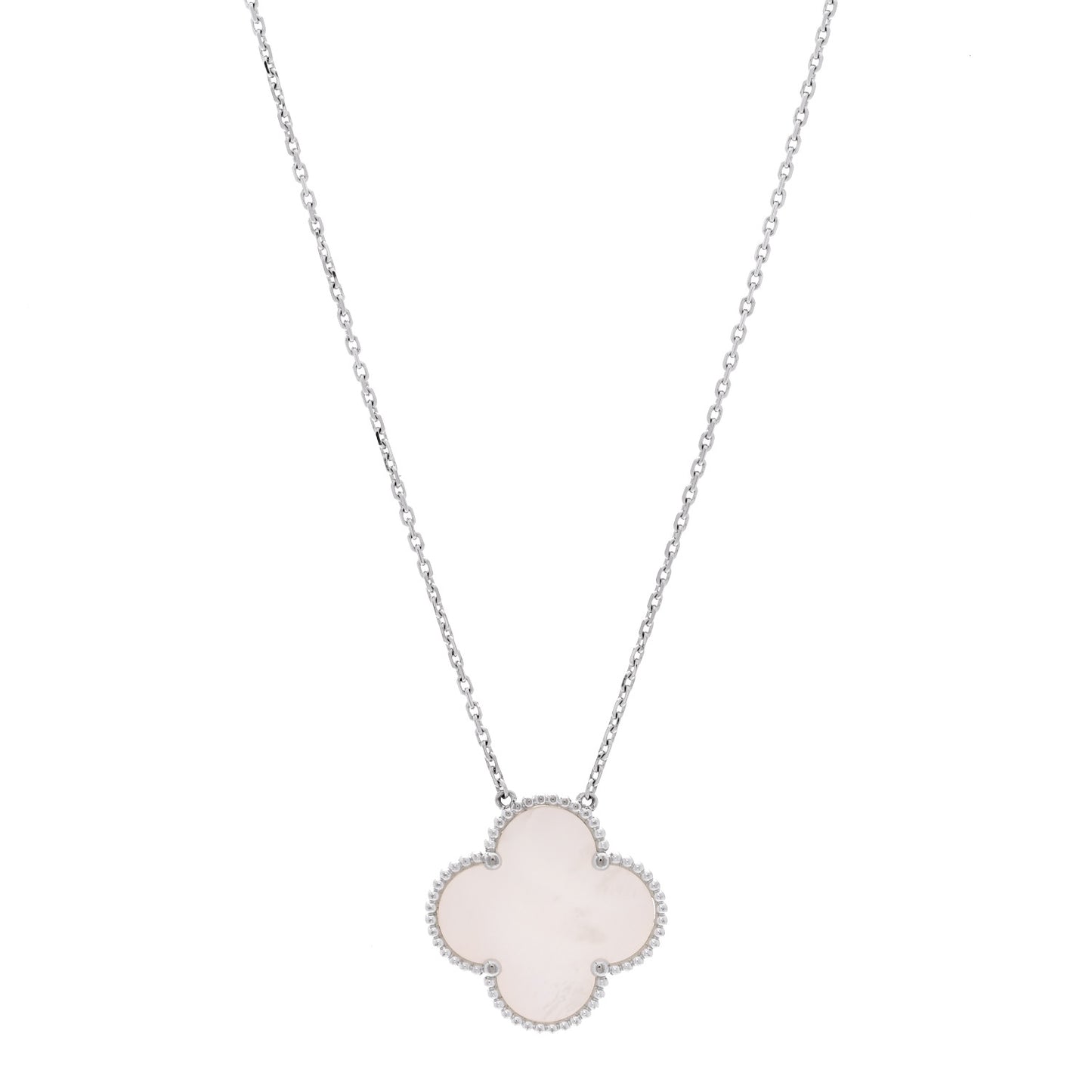 18K White Gold Mother of Pearl Magic Alhambra Pendant Necklace