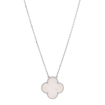 Van Cleef & Arpels 18K White Gold Mother of Pearl Magic Alhambra Pendant Necklace 1 of 5
