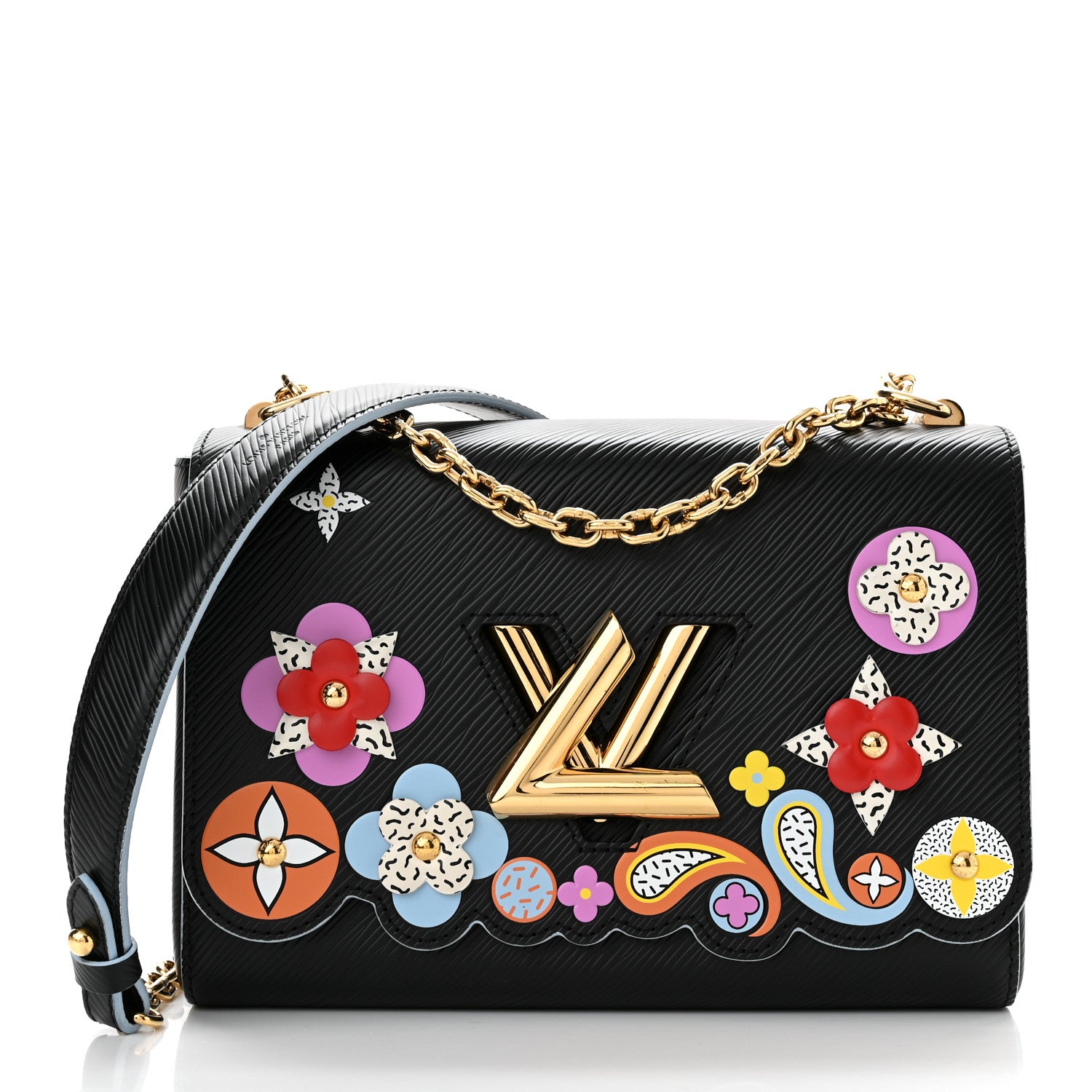 Louis Vuitton Epi Blooming Flowers Twist Shoulder Bag MM Black 3 of 11