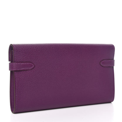 Hermes Chevre Mysore Kelly Longue Wallet Anemone 3 of 8