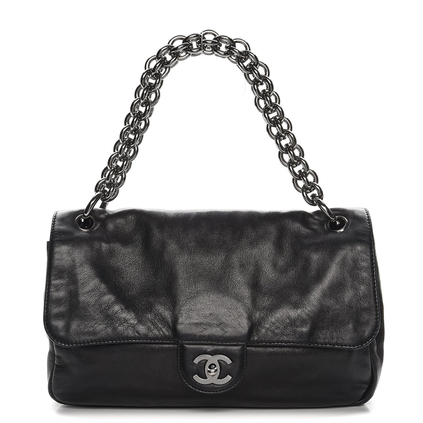 Lambskin Medium Soft and Chain Flap Black