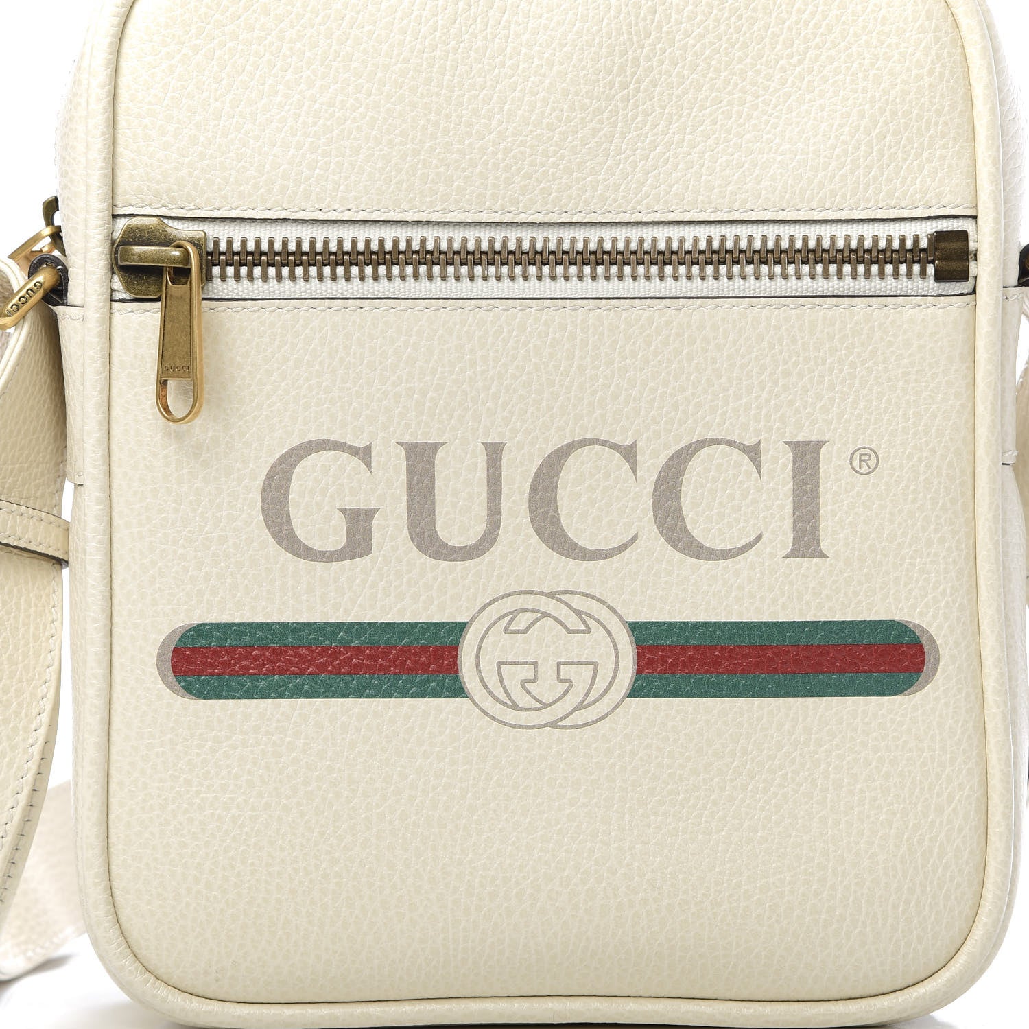 Gucci Grained Calfskin Logo Messenger Bag White 10 of 10