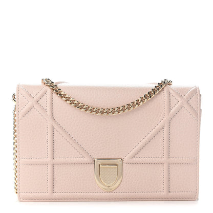 Christian Dior Grained Calfskin Diorama Wallet on Chain Pouch Rose Poudre 1 of 9