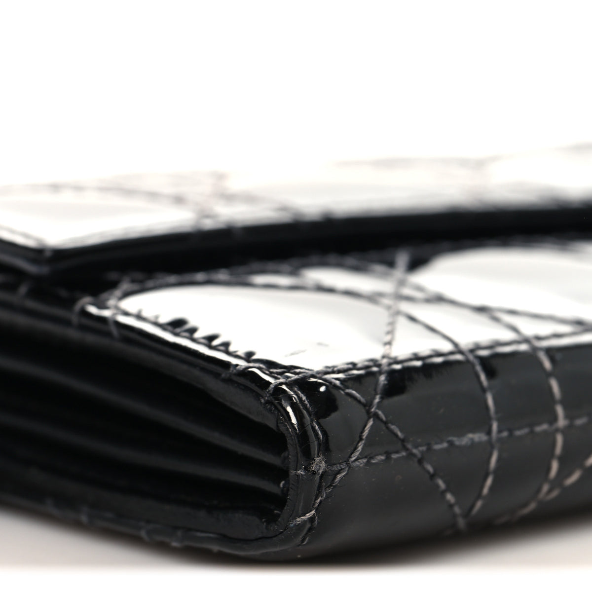 Patent Cannage Lady Dior Rendezvous Wallet On Chain Black