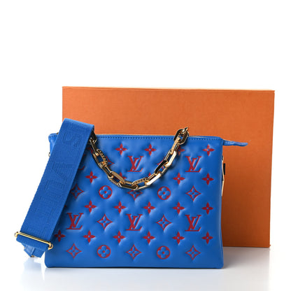 Louis Vuitton Lambskin Embossed Monogram Vuittamins Coussin PM Blue Red 10 of 10