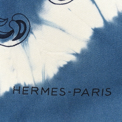 Hermes Silk Caducee Rock Tie and Dye Scarf 100 Blue Jean Marine 2 of 7