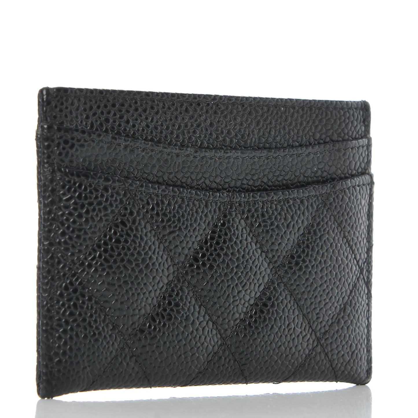 Caviar Quilted Card Holder Black