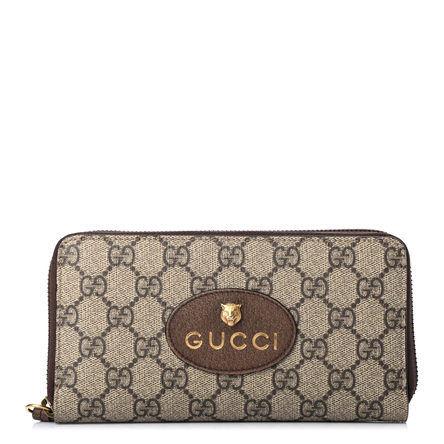 GG Supreme Monogram Neo Vintage Zip Around Wallet Beige Crop New Acero