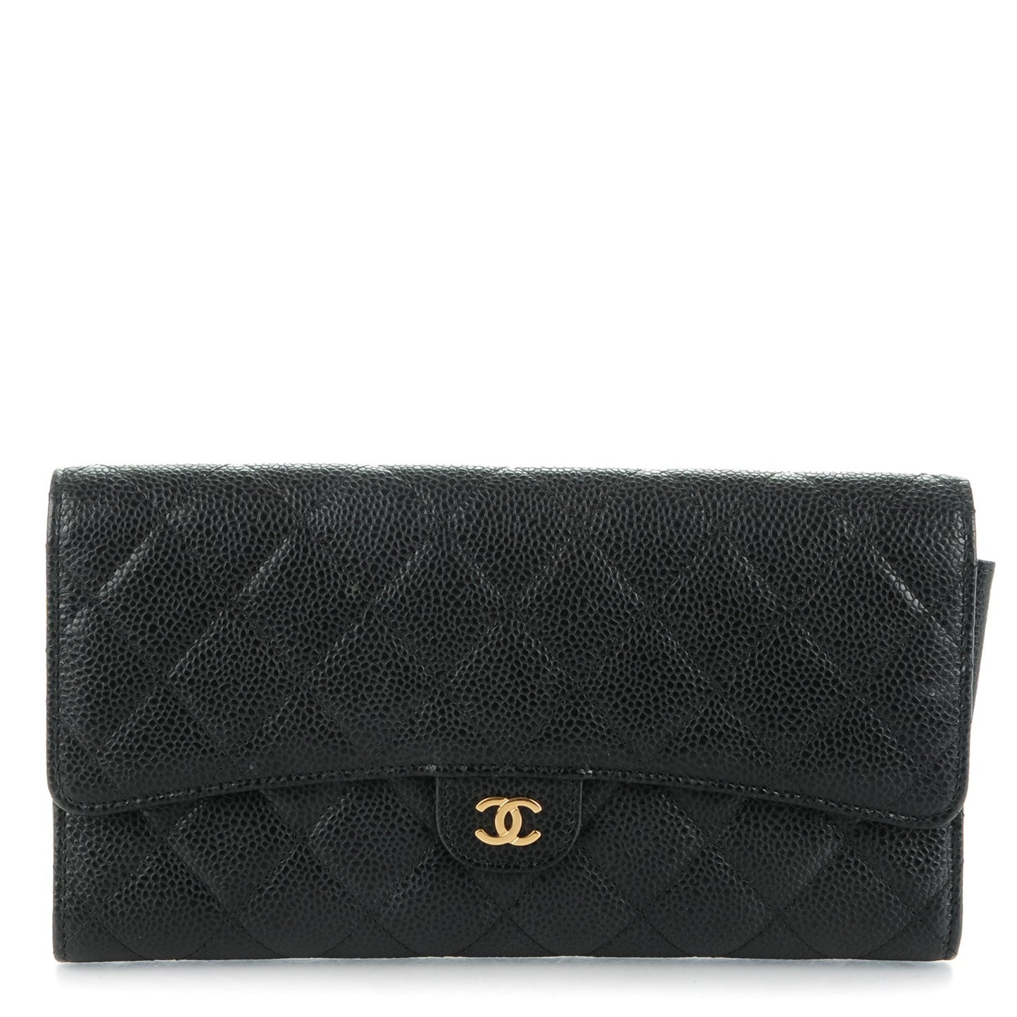 Caviar Quilted Travel Wallet Black