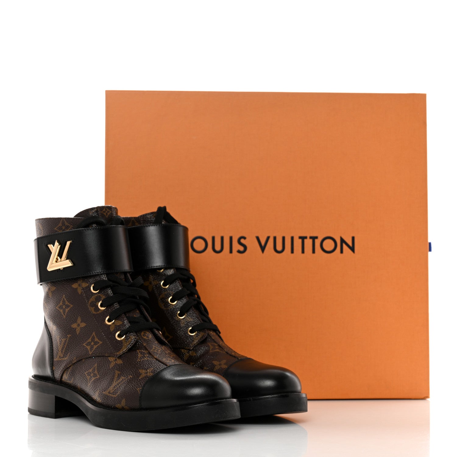 Louis Vuitton Calfskin Monogram Wonderland Flat Ranger Boots 40 Black 5 of 10