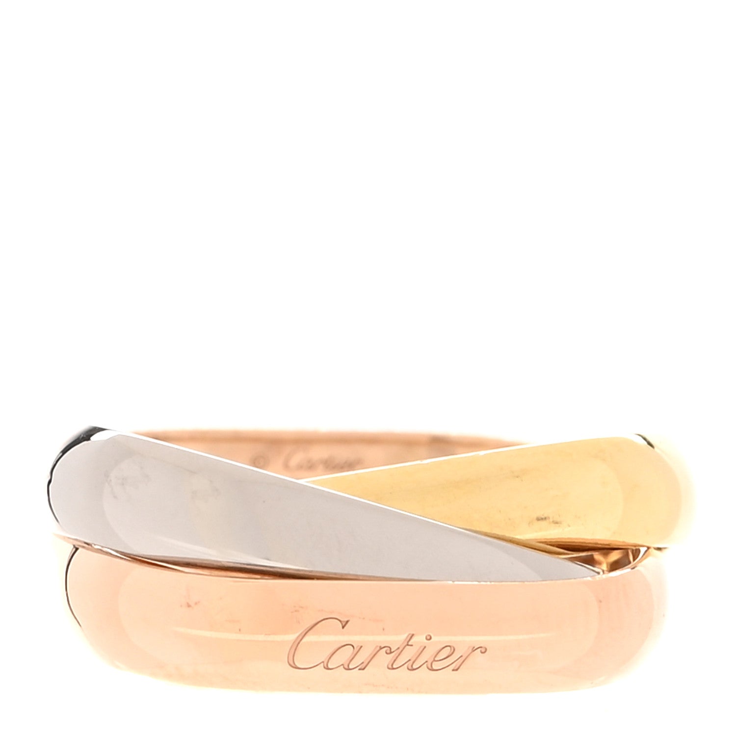 Cartier 18K Pink Yellow White Gold Medium Trinity Cushion Ring 49 4.75 1 of 5