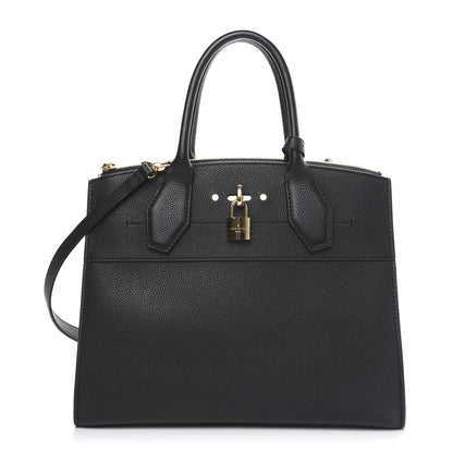 Louis Vuitton Calfskin City Steamer MM Black 1 of 9