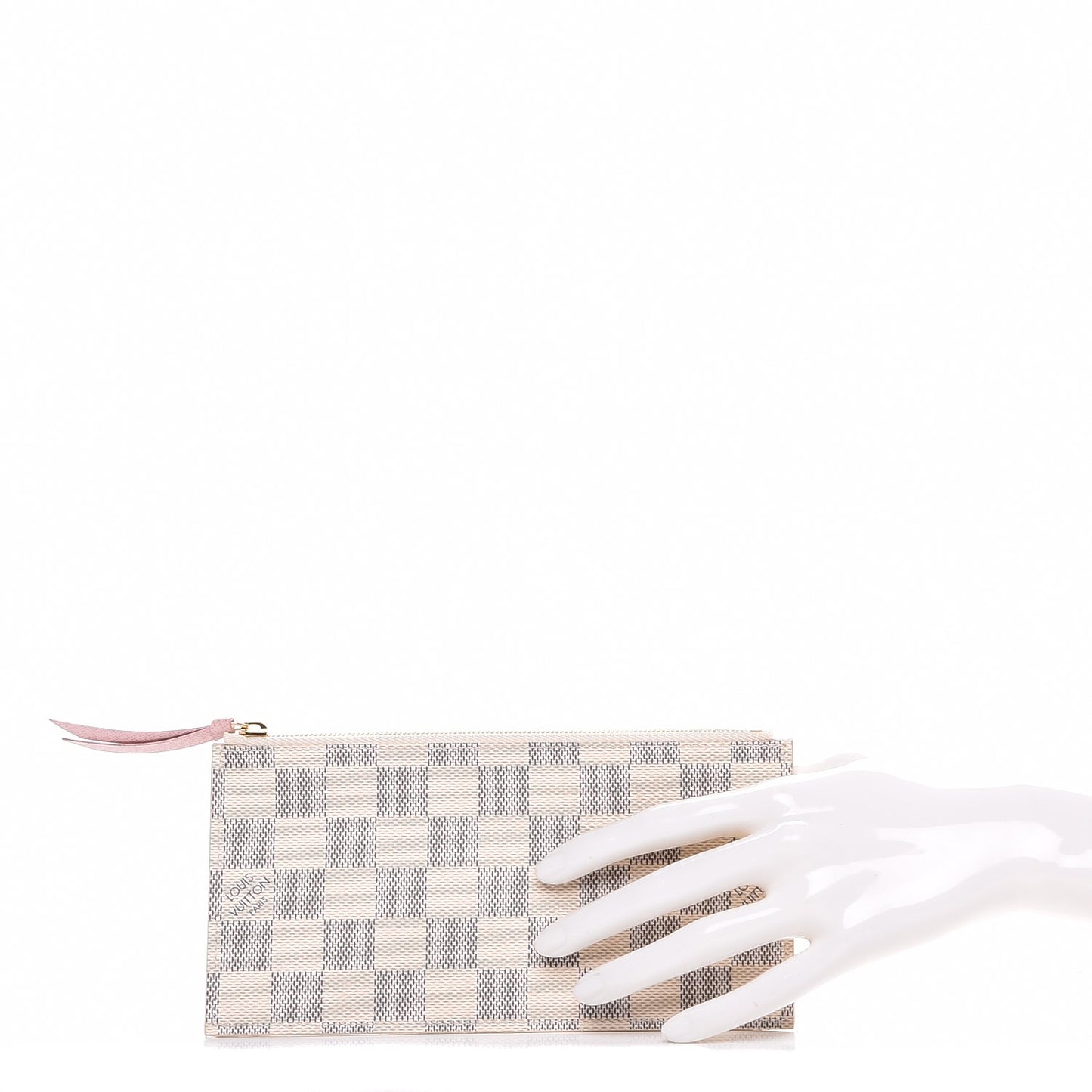 Damier Azur Felicie Chain Wallet Zippered Insert Rose Ballerine