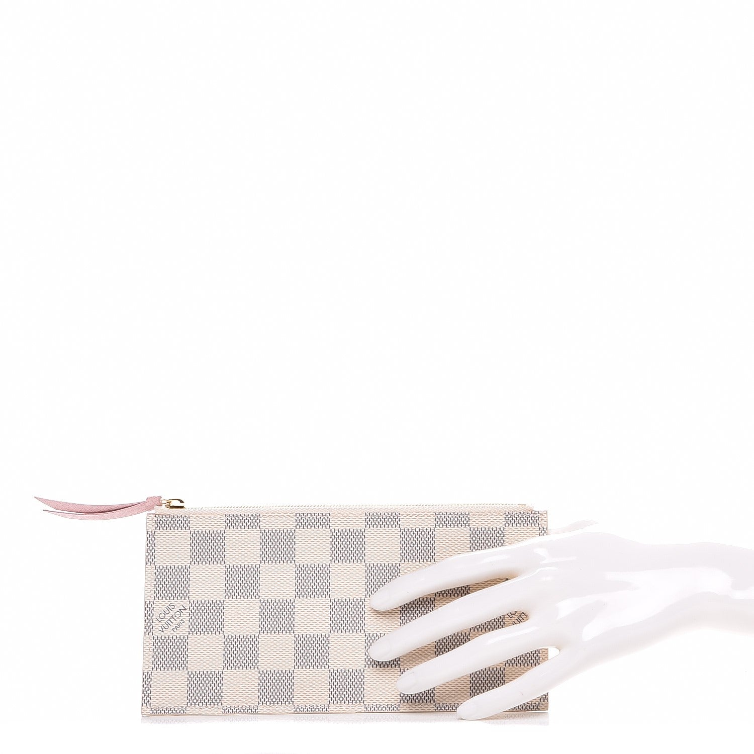 Louis Vuitton Damier Azur Felicie Chain Wallet Zippered Insert Rose Ballerine 2 of 6