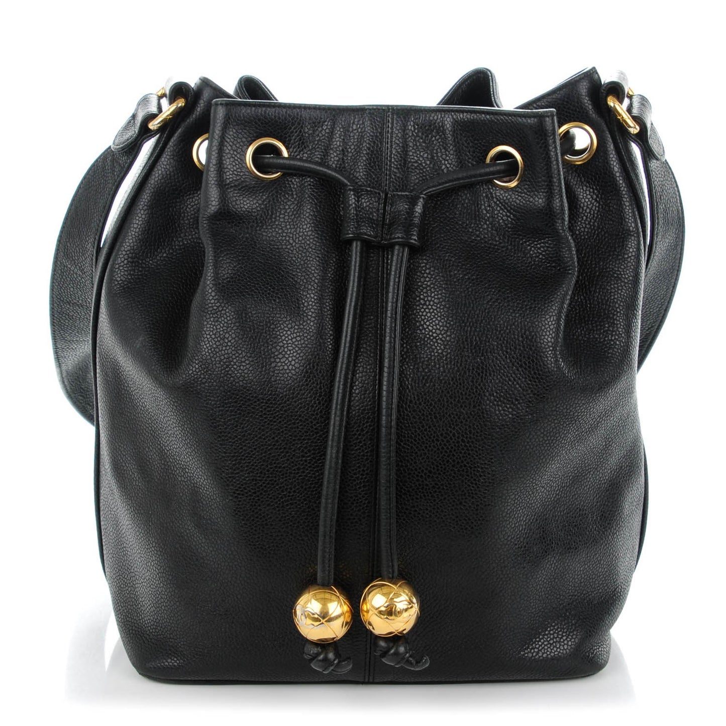 Caviar CC Drawstring Shoulder Bag Black