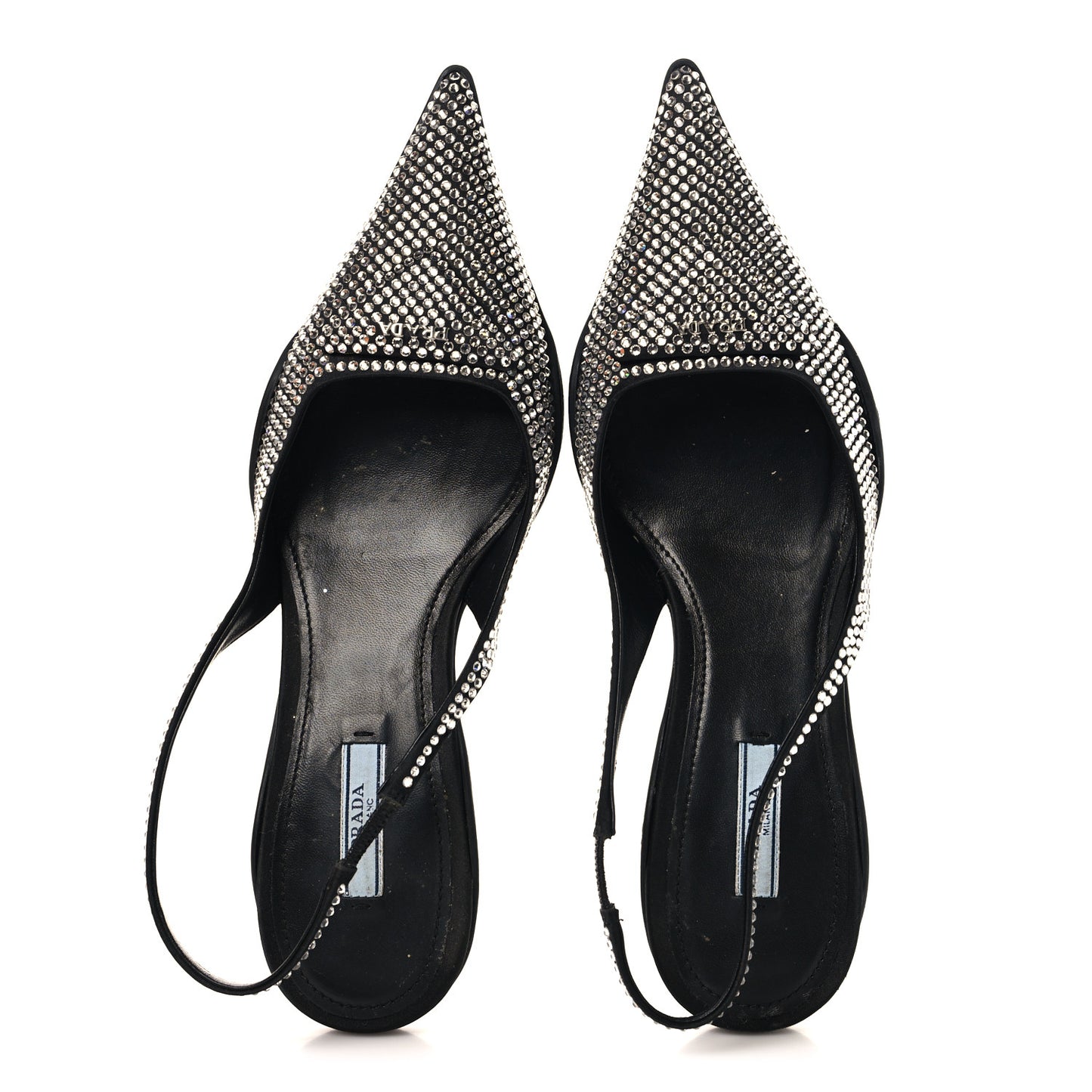 Satin Crystal Logo 45mm Slingback Pumps 38.5 Cristal