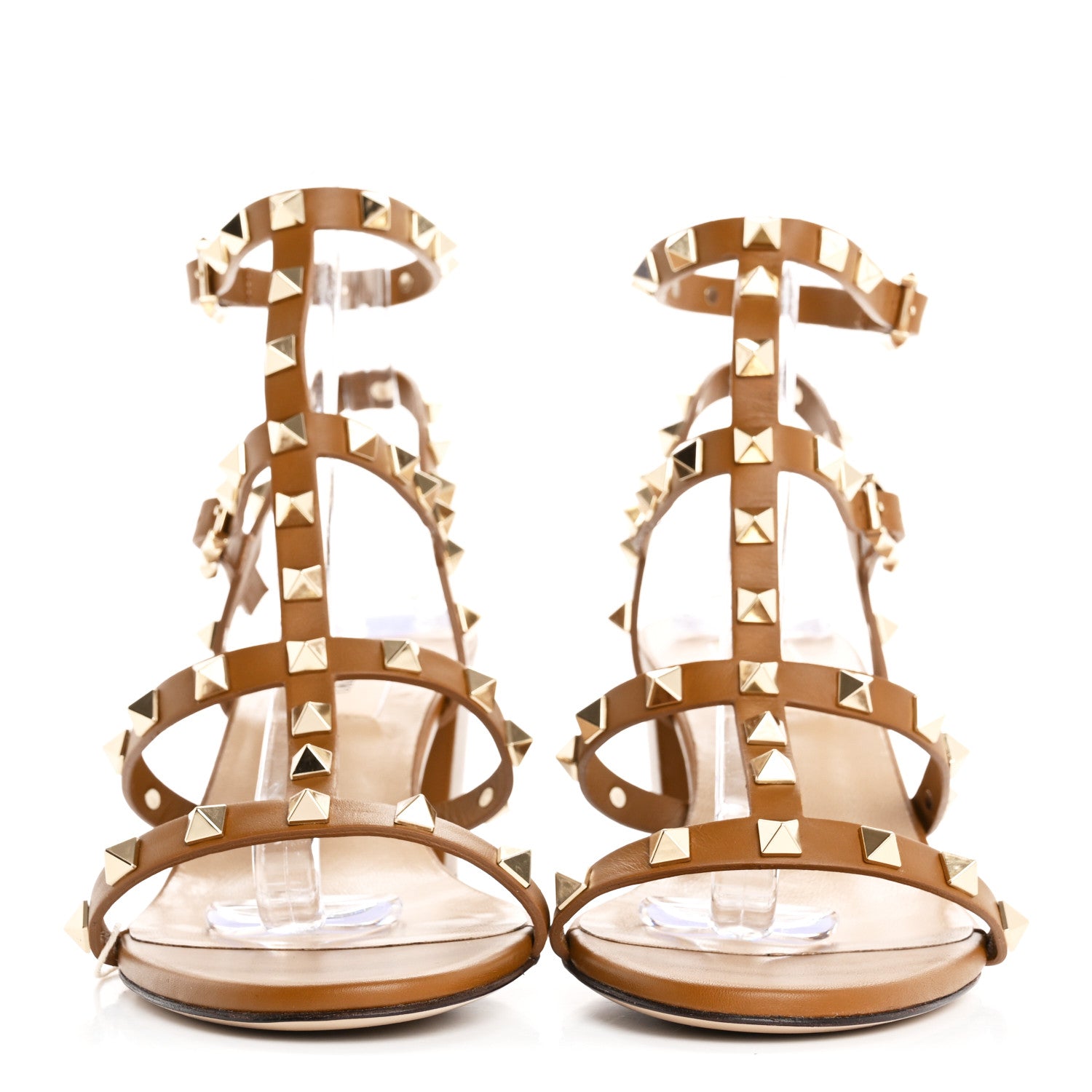 Valentino Garavani Calfskin Rockstud 60mm City Sandals 38.5 Bright Cognac 3 of 9