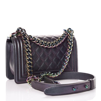 Chanel Iridescent Goatskin Quilted Small Boy Flap Purple 3 of 10