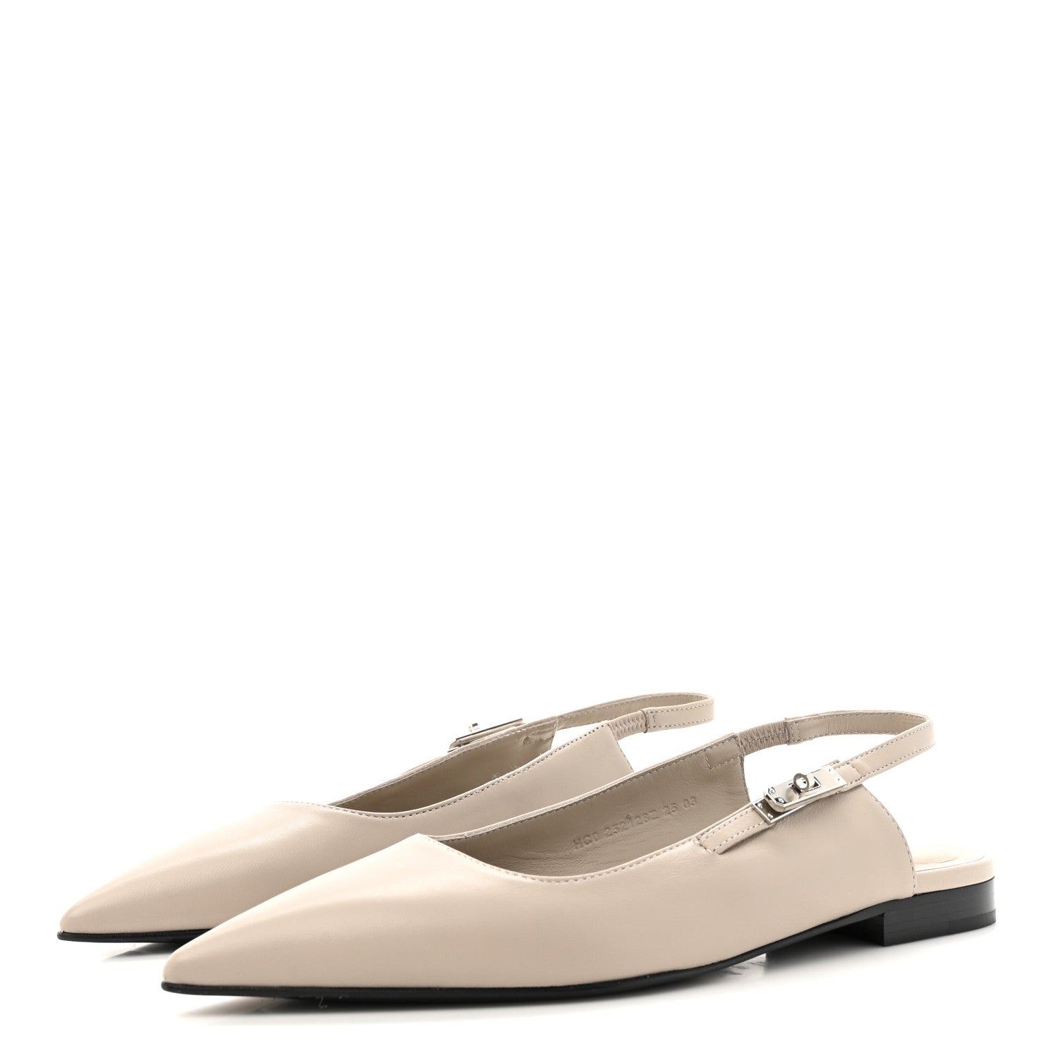 Hermes Nappa Lovely Slingback Flats 37 Beige Galet 4 of 10