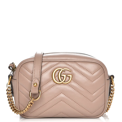 Gucci Calfskin Matelasse Mini GG Marmont Chain Shoulder Bag Nude 1 of 8