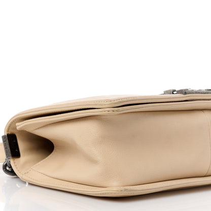 Chanel Calfskin Quilted Double Stitch Medium Boy Flap Beige 9 of 13