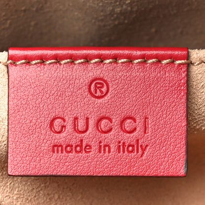 Gucci Calfskin Matelasse Mini GG Marmont Chain Shoulder Bag Hibiscus Red 9 of 11
