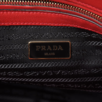 Prada Glace Calfskin Twin Pocket Tote Fuoco 9 of 15