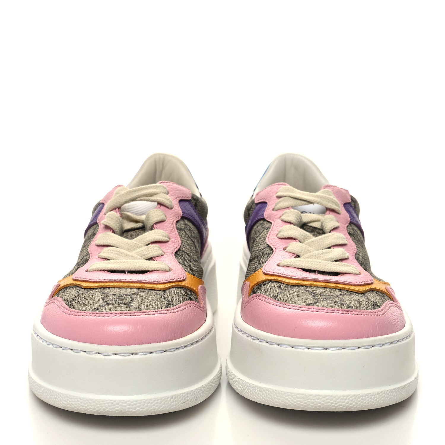 Gucci Calfskin GG Supreme Monogram Perforated Womens Platform 55mm Sneakers 35 Beige Ebony Sugar Pink Crop Shine Purple 2 of 9
