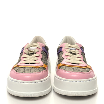 Gucci Calfskin GG Supreme Monogram Perforated Womens Platform 55mm Sneakers 35 Beige Ebony Sugar Pink Crop Shine Purple 2 of 9