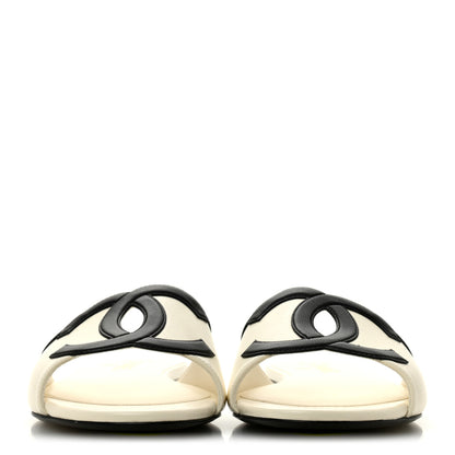Chanel Lambskin CC Logo Slides 39 White Black 3 of 10