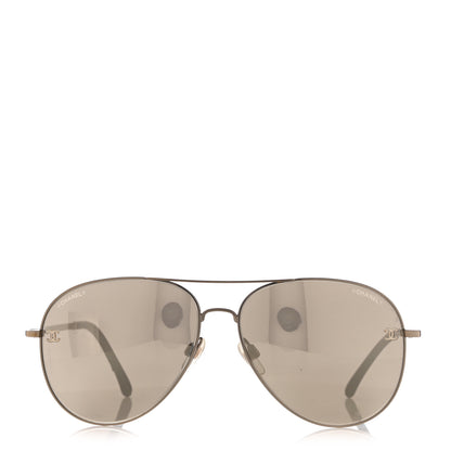 Chanel Metal Aviator CC Sunglasses 4189-T-Q Gold 2 of 9