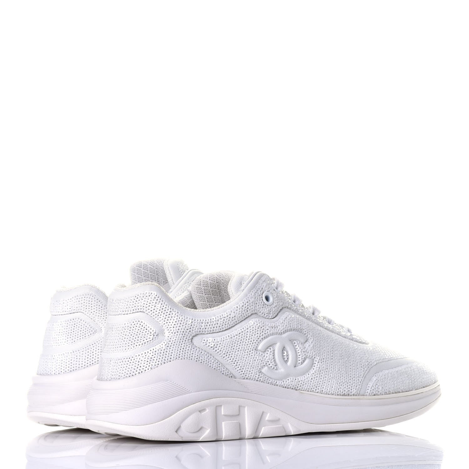 Chanel Sequin CC Sneakers 42 White 4 of 9