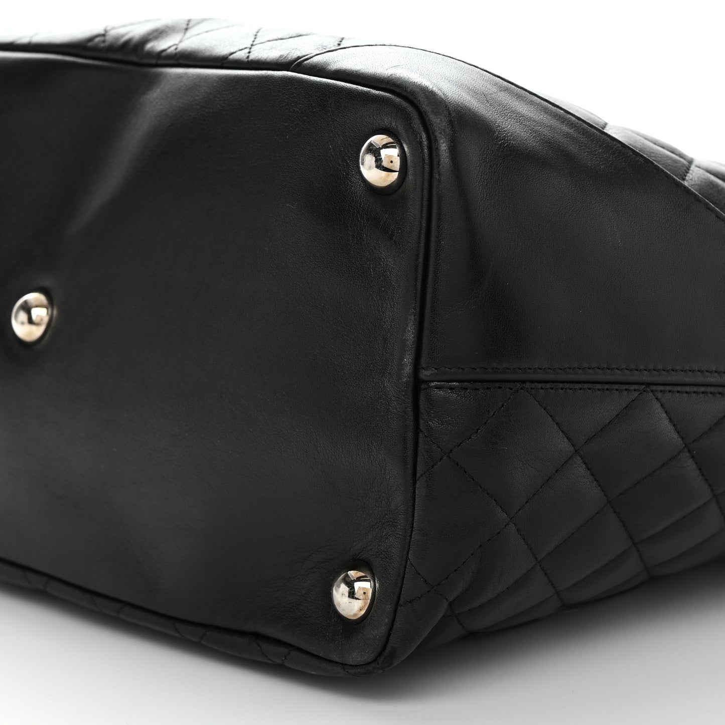 Calfskin Quilted Large Cambon Tote Black