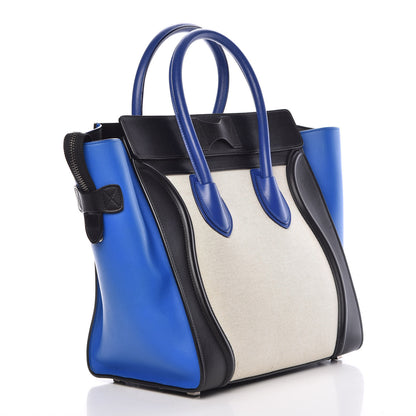 Celine Canvas Smooth Calfskin Mini Tri-Color Luggage Indigo 3 of 12