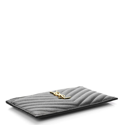 Saint Laurent Grain De Poudre Chevron Monogram Bill Pouch Black 4 of 8