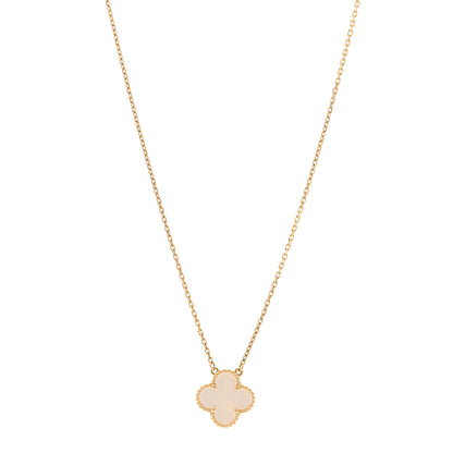 Van Cleef & Arpels 18K Yellow Gold Mother of Pearl Vintage Alhambra Pendant Necklace 1 of 5