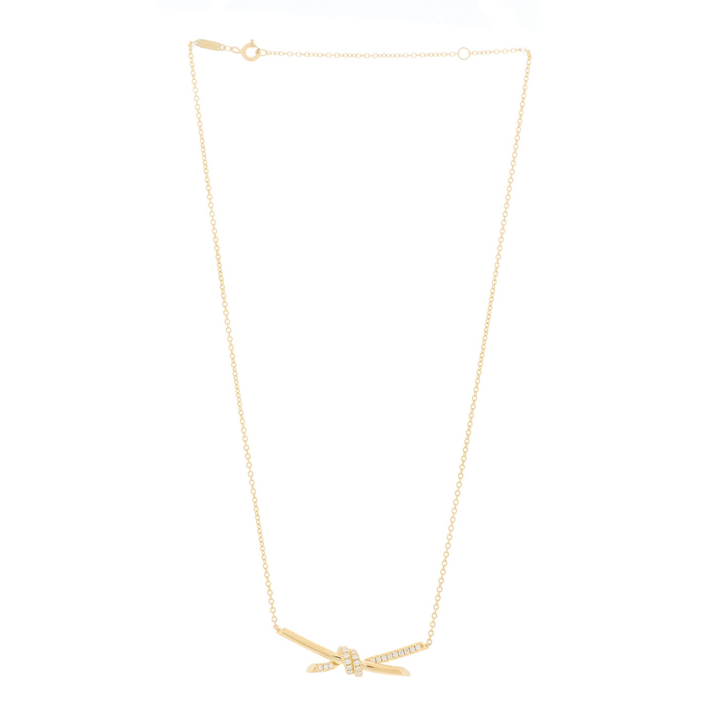 18K Yellow Gold Diamond Knot Necklace