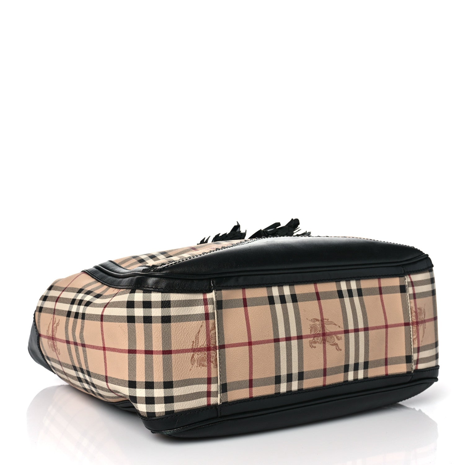 Burberry Haymarket Check Brogue Tassel Tote Black 3 of 7