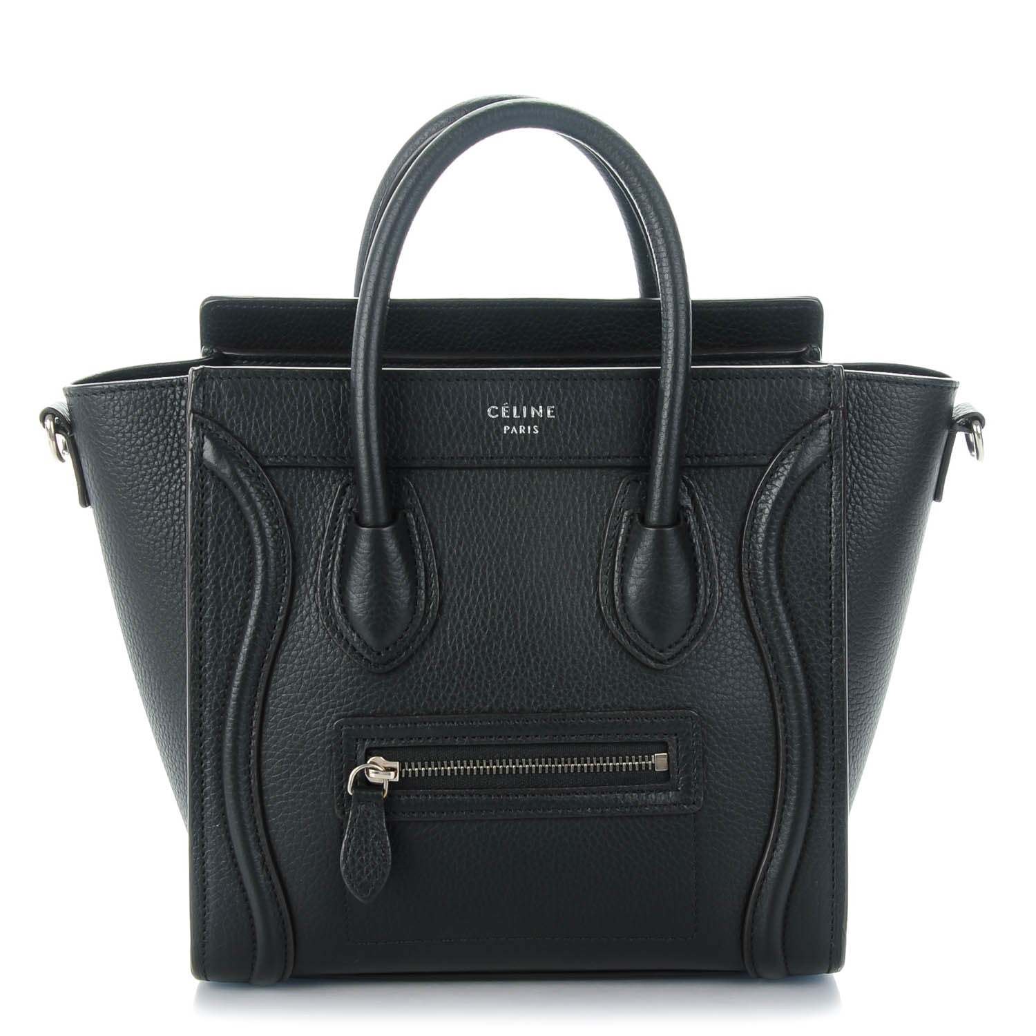 Celine Drummed Calfskin Nano Luggage Black 1 of 8