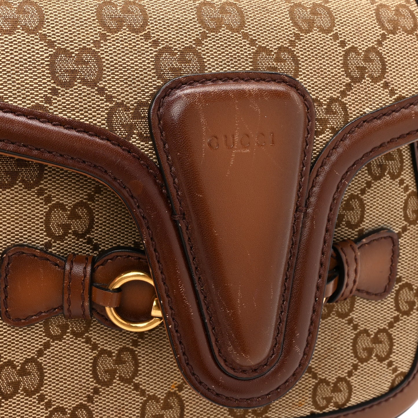 Monogram Small Lady Web Shoulder Bag Beige Cuir