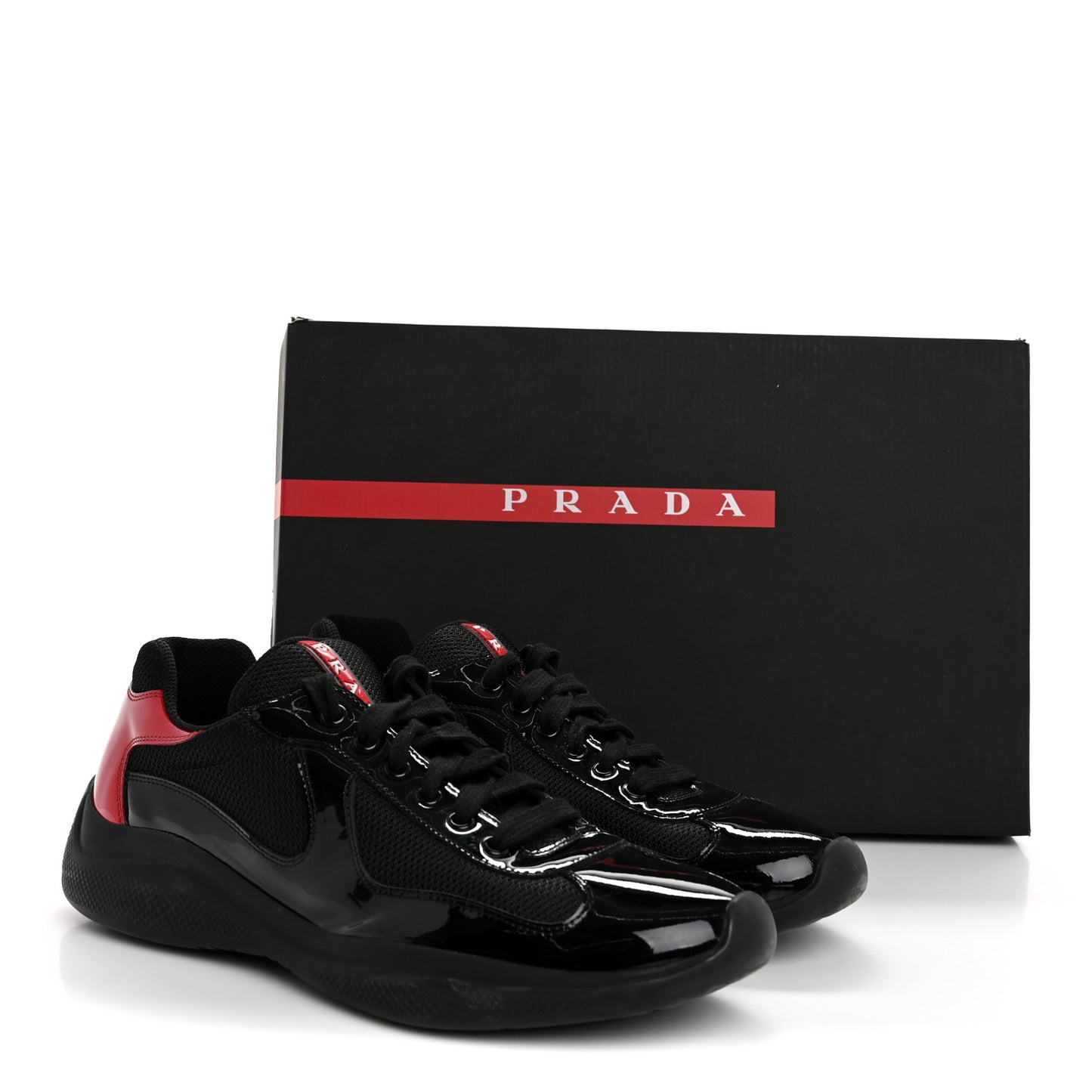 Patent Mens America's Cup Patchwork Sneakers 8 Black Red