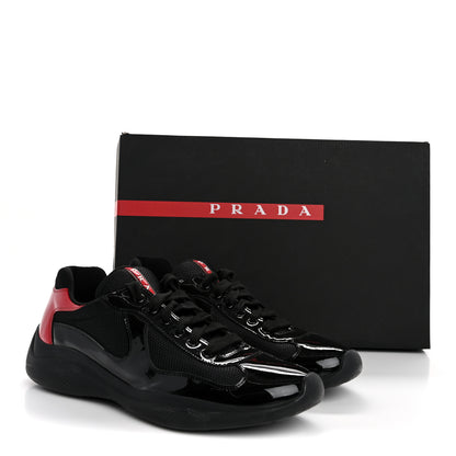Prada Patent Mens America's Cup Patchwork Sneakers 8 Black Red 10 of 10