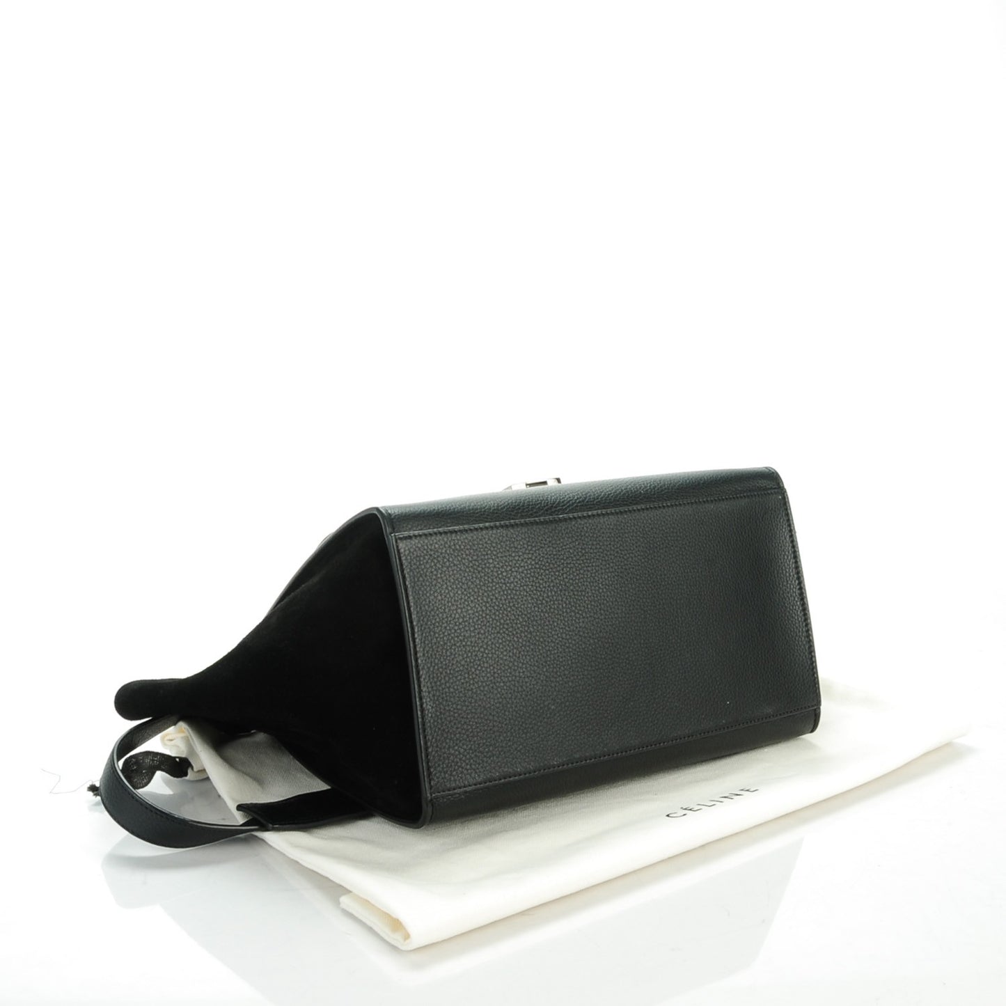 Drummed Calfskin Suede Small Trapeze Black