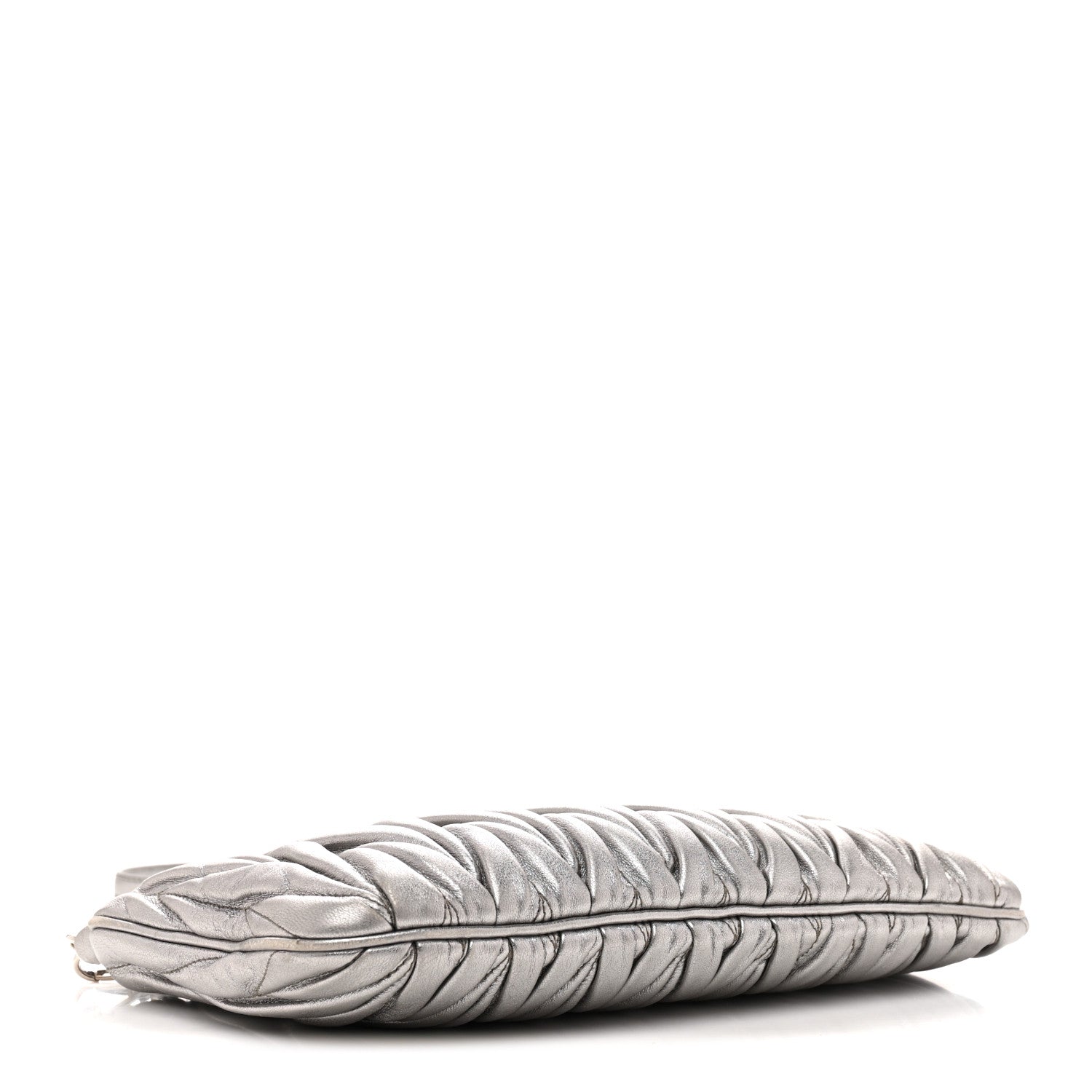 Miu Miu Metallic Nappa Matelasse Crossbody Clutch Silver 1839192
