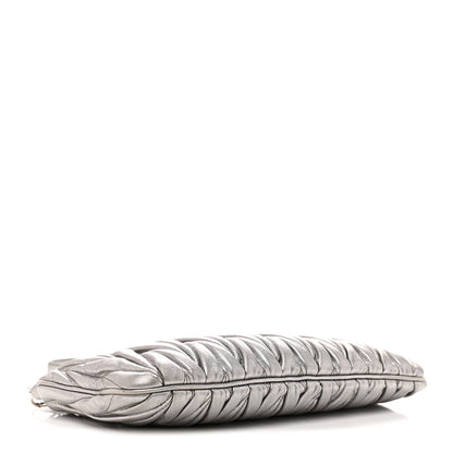 Miu Miu Metallic Nappa Matelasse Crossbody Clutch Silver 4 of 13