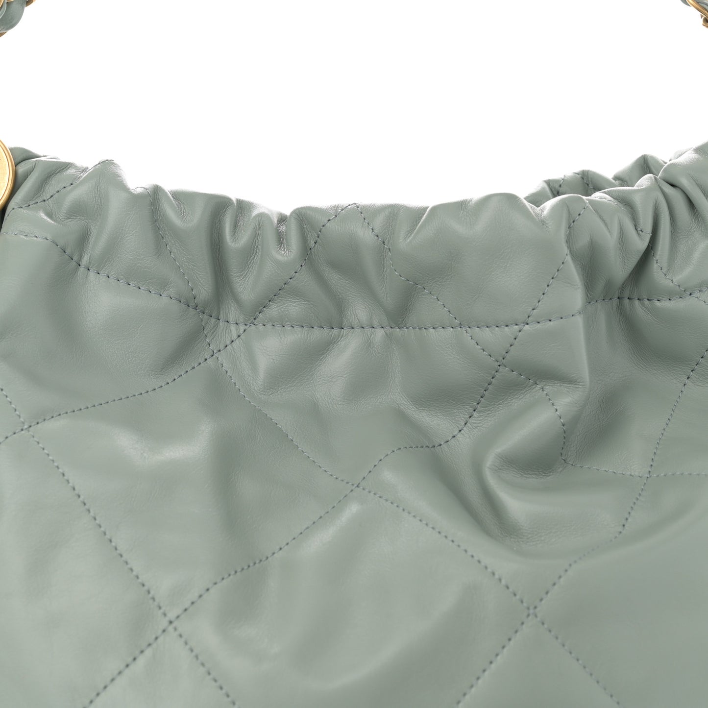 Shiny Calfskin Quilted Chanel 22 Grey