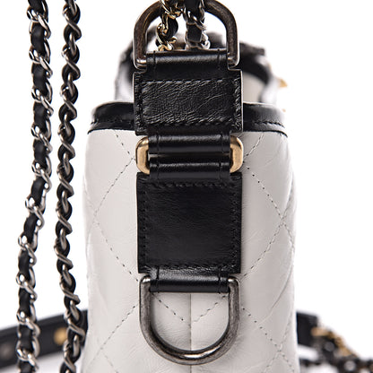 Chanel Aged Calfskin Quilted Small Gabrielle Hobo Black White 8 of 13