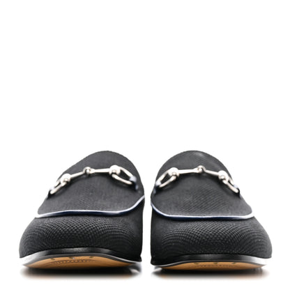 Gucci Canvas Horsebit Mens Jordaan Loafers 9 Black Blue Agata 2 of 11